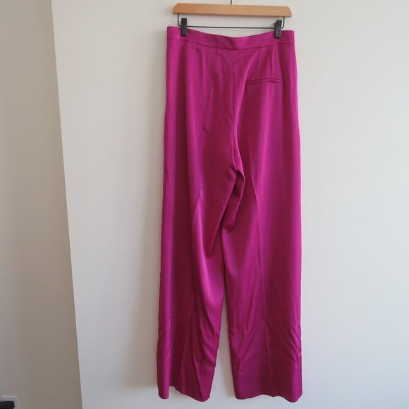 MARELLA Scorza High Rise Wide Leg Satin Pants in Purple Luxury - Size US 10 - Picture 8 of 11